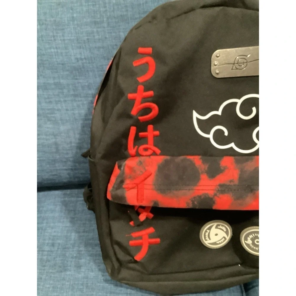 Bioworld Naruto Shippuden Collection Black Backpack w/ Red Embroidery